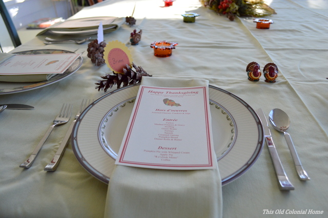 Thanksgiving place setting with menu