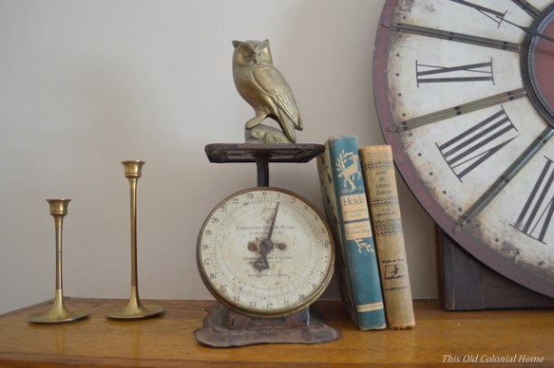 Vintage scale and old hard-covered books