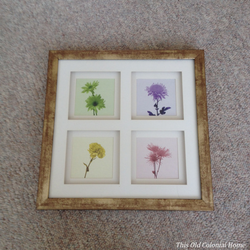 Shadow box picture frame with 4 square matte 
