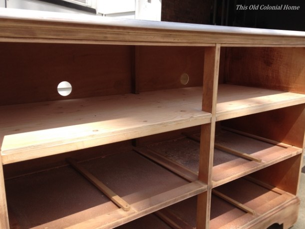 Plywood inside dresser for sturdier shelf 
