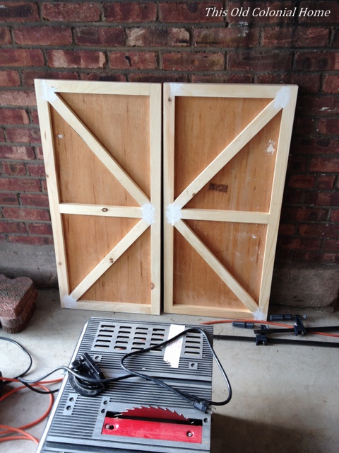 Refacing cabinet doors in progress