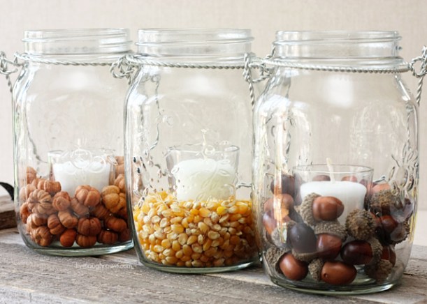 DIY Fall Decor with Hanging Mason Jars