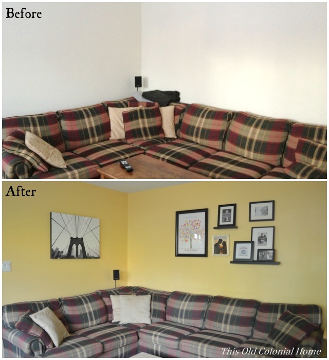 Family room before and after 