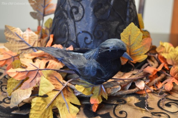 Crow and leaves centerpiece