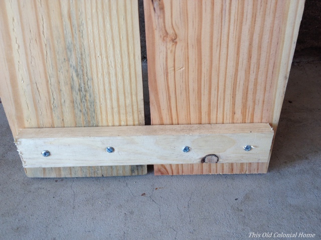 Boards screwed together using scrap piece of wood 