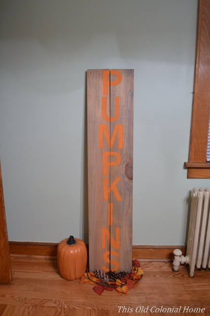 Weathered oak and orange pumpkin sign
