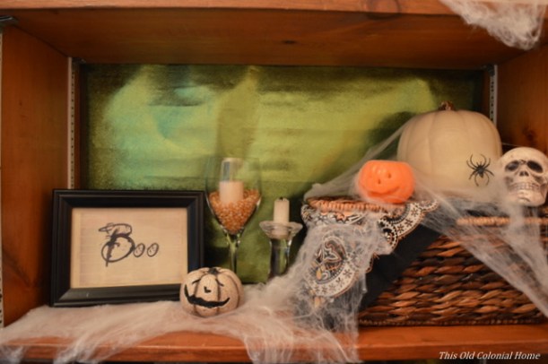 Pumpkins and boo sign shelf 