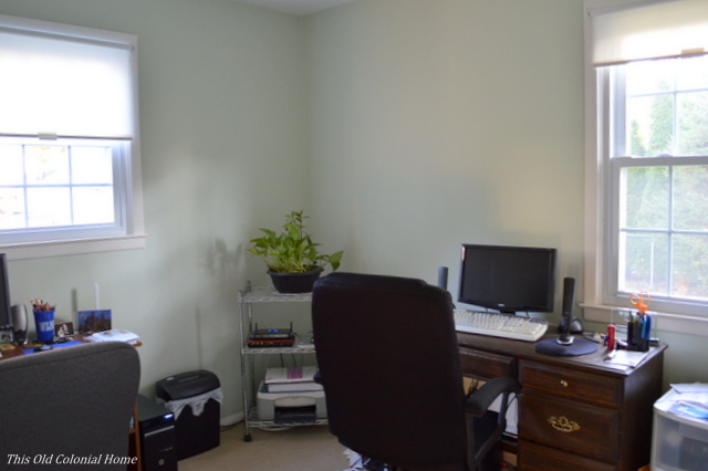 Pale green home office