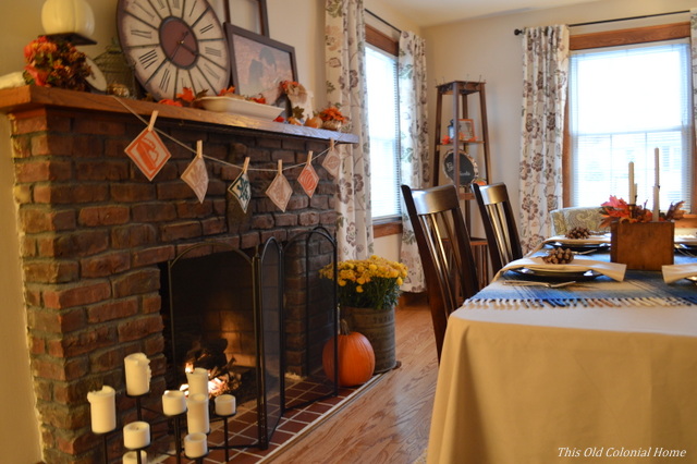 Rustic Thanksgiving mantel and table