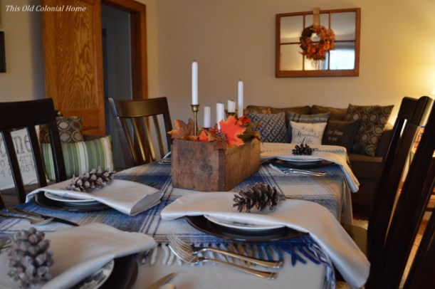 Rustic, wooden Thanksgiving centerpiece 