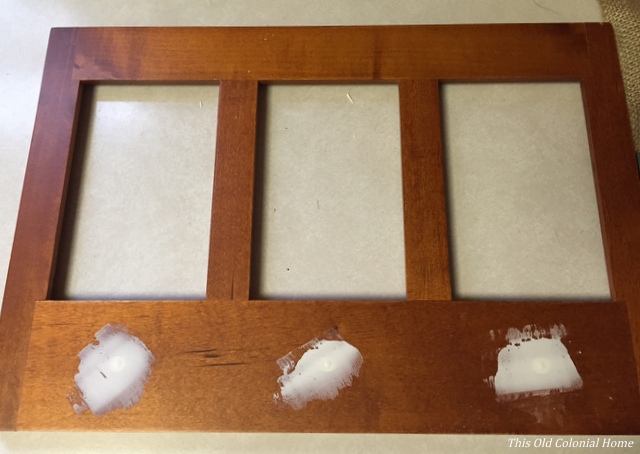 Hook holes filled with spackle 