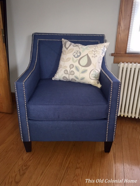 Navy chair with silver nailhead trim