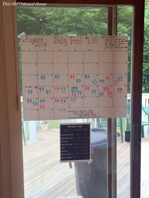 Baby pool calendar with feet stamps