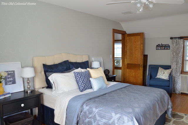 Gray blue master bedroom reveal