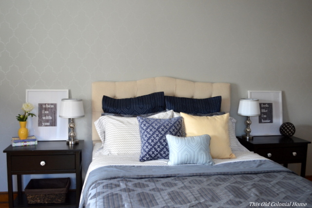 Tufted headboard and bed with DIY nightstands