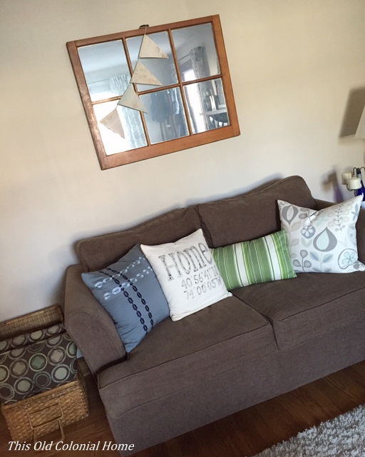 Mini flag banner on rustic window